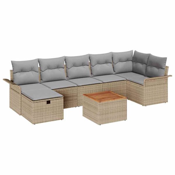 vidaXL Garten-Sofa-Set 8 pcs Beige Poly-Rattan