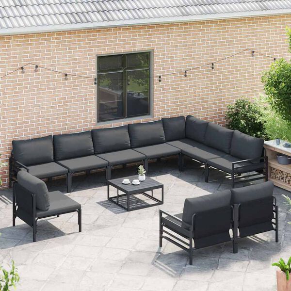 vidaXL Garten-Sofa-Set 11 pcs Anthrazit Stahl