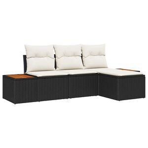 vidaXL Gartensofa-set mit Kissen mit Kissen 4 pcs Schwarz Poly-Rattan
