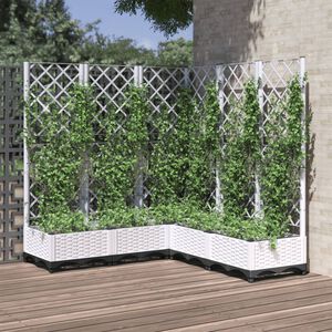 vidaXL Pflanzk&uuml;bel mit Rankgitter Wei&szlig; 120x120x121,5 cm PP
