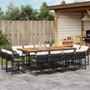 vidaXL 13-tlg. Garten-Essgruppe mit Kissen Schwarz Poly Rattan
