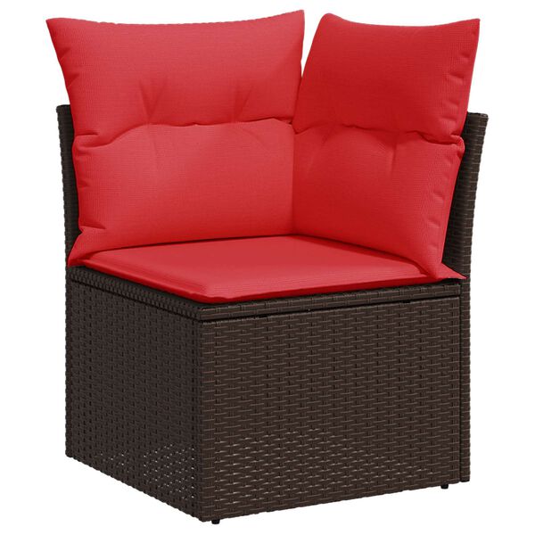 vidaXL Garten-Ecksofa mit Kissen Braun Poly Rattan