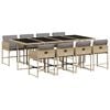 vidaXL 9-tlg. Garten-Essgruppe mit Kissen Beigemischung Poly Rattan