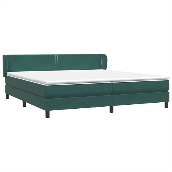 vidaXL Boxspringbett mit Matratzen Dunkelgr&uuml;n 200x210 cm Samt