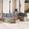 vidaXL Garten-Sofa-Set mit Kissen 9 pcs Beige Poly Rattan