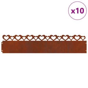 vidaXL Rasenkanten 10 pcs Rostig 103 x 0,05 x 22 cm Wetterfeststahl