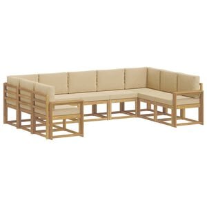 vidaXL Outdoor-Sofagarnitur 9 stk. Wei&szlig; und Beige