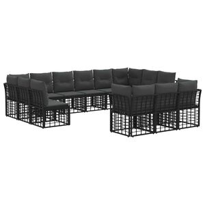 vidaXL Outdoor-Sofagarnitur Schwarz und Dunkelgrau Polyester