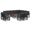vidaXL Outdoor-Sofagarnitur 13 stk. Schwarz und Dunkelgrau Polyester