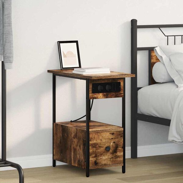 vidaXL Nachttisch Ger&auml;ucherte Eiche 60 x 30 x 61 cm Holzwerkstoff