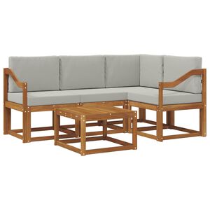 vidaXL Outdoor-Sofagarnitur mit Kissen 5 pcs Nat&uuml;rlich und Hellgrau