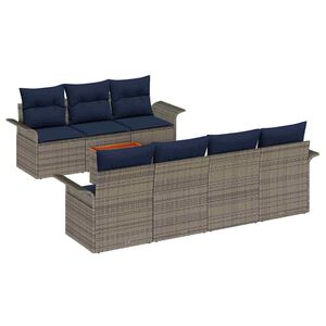 vidaXL Gartensofa-set 8 pcs Grau und Marineblau Poly-Rattan