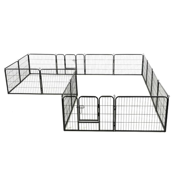 vidaXL Hunde-Laufstall 16 Paneele Stahl 60x80 cm Schwarz