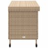 vidaXL Gartentruhe mit Rollen Beige 110x55x73 cm Poly Rattan
