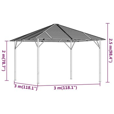 vidaXL Pavillon mit Dach 3x3 m Anthrazit