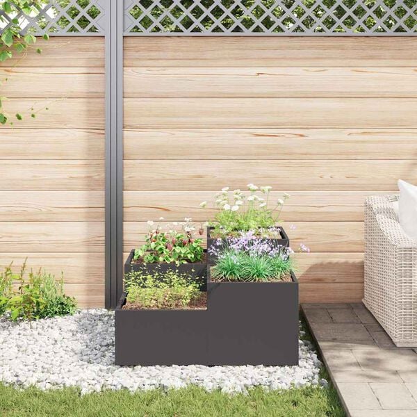 vidaXL Gartenblumentopf Schwarz 100 x 100 x 48 cm Stahl