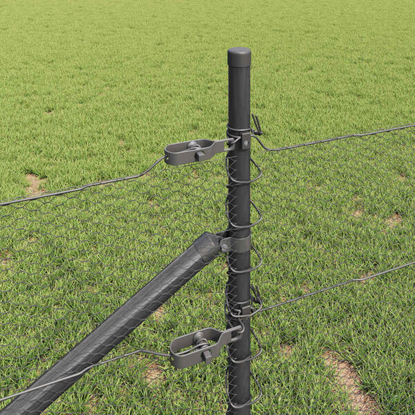 vidaXL Zaunpfosten Grau 25 x 0,8 m (13 mm Mesh) Stahl und PVC