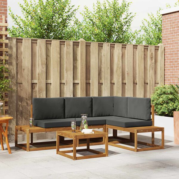 vidaXL Outdoor-Sofagarnitur mit Kissen 5 St&uuml;ck Natur und Anthrazit
