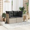 vidaXL Gartensofa mit Kissen 2-Sitzer Hellgrau Poly Rattan