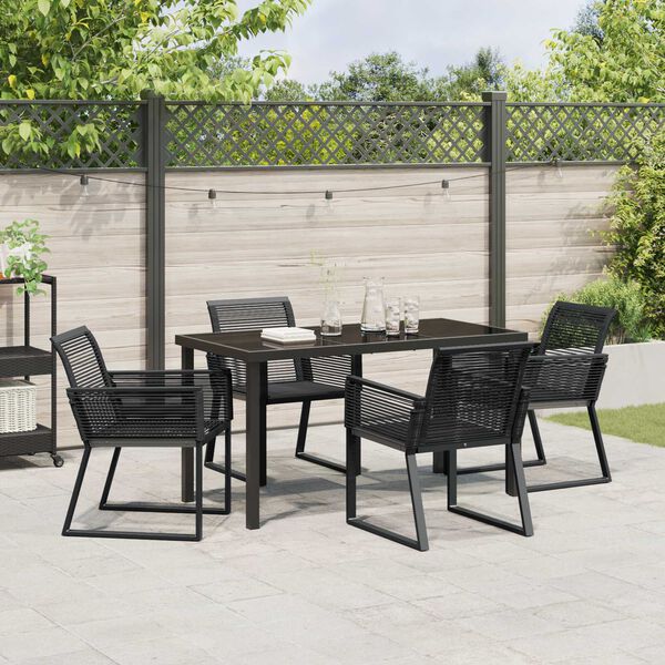 vidaXL Garten Essgruppe 5 pcs Schwarz Pulverbeschichteter Stahl
