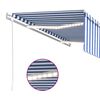 vidaXL Markise Automatisch mit Rollo LED Windsensor 5x3m Blau & Wei&szlig;