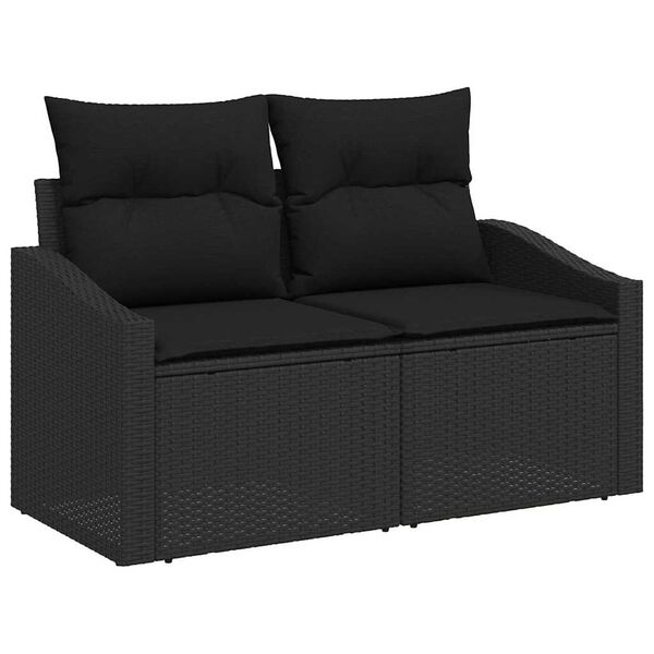 vidaXL Gartensofa-set mit Kissen 6 pcs Schwarz Poly-Rattan