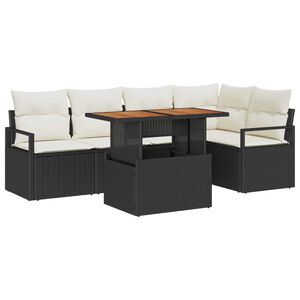 vidaXL Garten-Sofa-Set mit Speicher 6 pcs Schwarz Poly Rattan