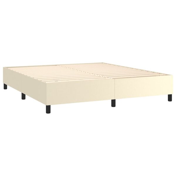 vidaXL Boxspringbett mit Matratze Creme 180x200 cm Kunstleder