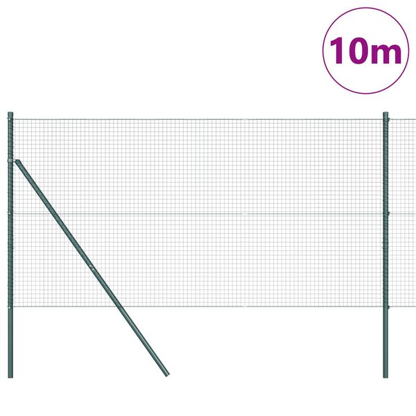 vidaXL Zaunpfosten Gr&uuml;n 10 x 1,4 m (25 x 25 mm Netz) Stahl und PVC