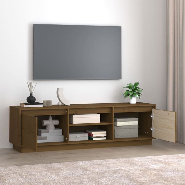 vidaXL TV-Schrank Honigbraun 140x35x40 cm Massivholz Kiefer