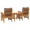 vidaXL Garten-Sofa-Set mit Kissen 3 pcs Braun Massivholz Akazie