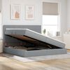 vidaXL Bett mit Stauraum und LED Hellgrau 200 x 200 cm Polyester