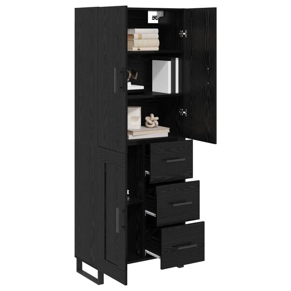 vidaXL Highboard 2 pcs Schwarz Eichen-Optik 69,5 x 34 x 180 cm