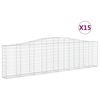 vidaXL Gabionen mit Hochbogen 15Stk. 400x30x100/120cm Verzinktes Eisen