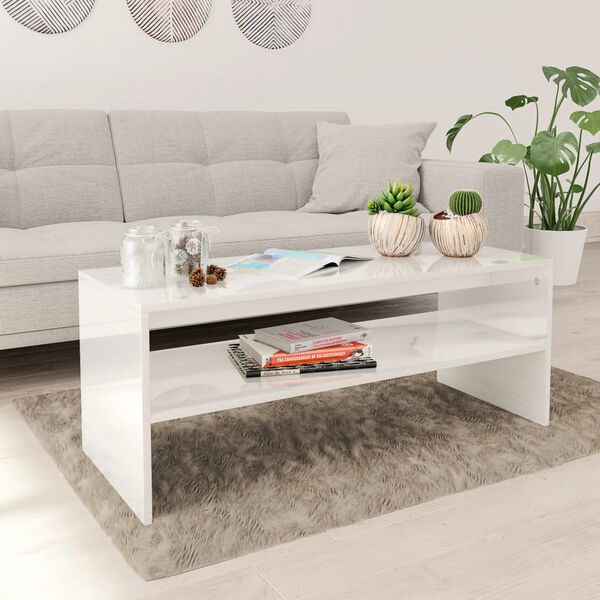 vidaXL Couchtisch Hochglanz-Wei&szlig; 100x40x40 cm Holzwerkstoff
