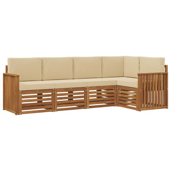 vidaXL Sofagarnituren 5 pcs Natur und Beige Massivholz Akazie