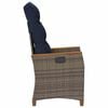 vidaXL Verstellbarer Gartenstuhl Grau und Marineblau Poly-Rattan