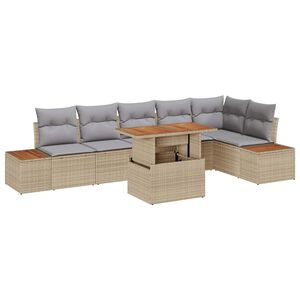 vidaXL Gartensofa-set 7 Stk. Beige Poly-Rattan