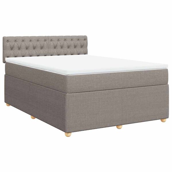 vidaXL Boxspringbett mit Matratze Taupe 160x200 cm Stoff