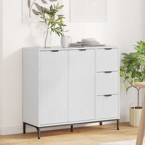 vidaXL Sideboard Hochglanz Wei&szlig; 89,5 x 33 x 82 cm Holzwerkstoff