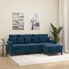 vidaXL 3-Sitzer-Sofa mit Hocker Blau 180 cm Samt