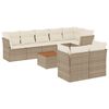 vidaXL 9-tlg. Garten-Sofagarnitur mit Kissen Beige Poly Rattan