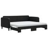 vidaXL Tagesbett Ausziehbar mit Matratzen Schwarz 90x190 cm Stoff