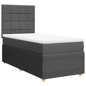 vidaXL Boxspringbett mit Matratze Dunkelgrau 80x200 cm Stoff