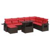 vidaXL 9-tlg. Garten-Sofagarnitur mit Kissen Braun Poly Rattan