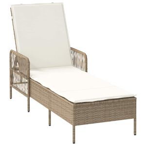 vidaXL Sonnenliege mit Kissen Beige 157 x 55 x 92cm Poly-Rattan