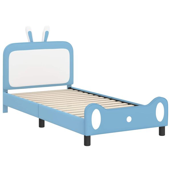 vidaXL Kinderbettgestell mit Kopfteil mit Kopfteil Blau 90 x 190 cm PU