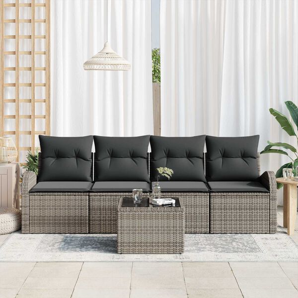 vidaXL Gartensofa-set Grau 55 x 55 x 37 cm Poly-Rattan