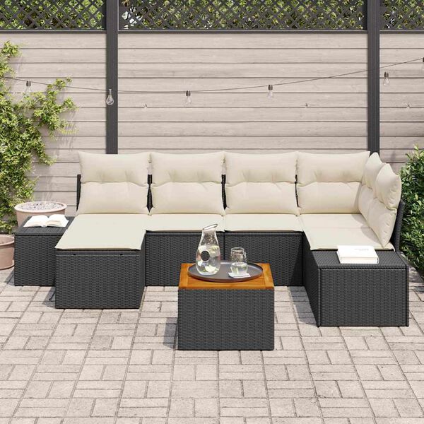 vidaXL Garten-Sofa-Set 7 pcs Schwarz und Wei&szlig;