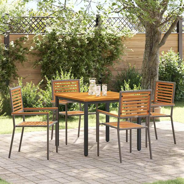 vidaXL Garten Essgruppe 5 pcs Grau und Braun Poly-Rattan